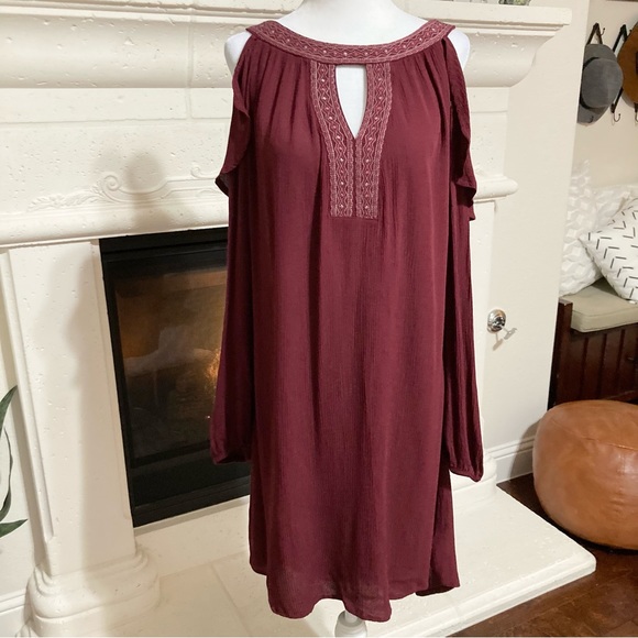 chinese dress ladies Knox Rose Knox Rose Women's Long Sleeve Embroidered Midi Casual Dress